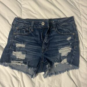 American Eagle Outfitters Blue Distressed Jean Shorts